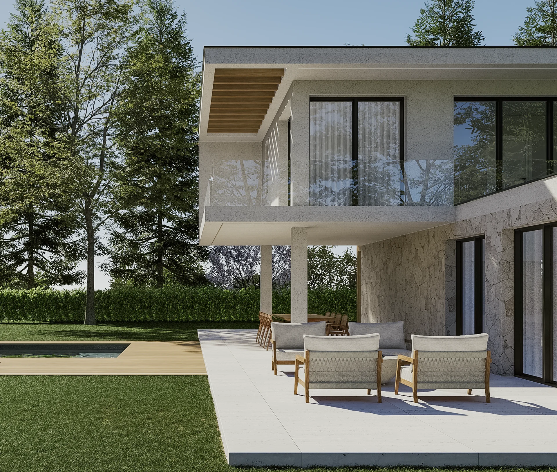 Area relax esterna di Villa Diamante.