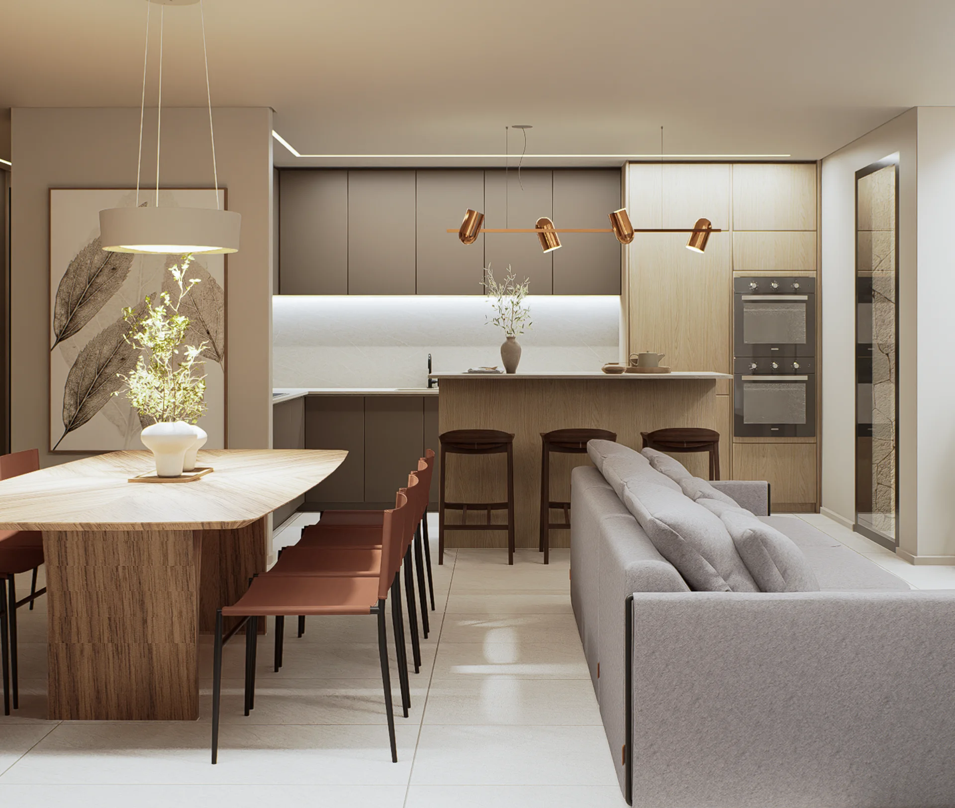 Area living in bioedilizia di Villa Diamante.