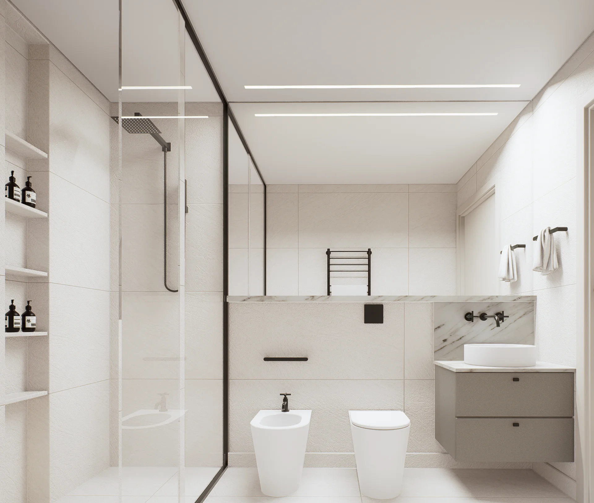 Vista complessiva del bagno di Villa Diamante.