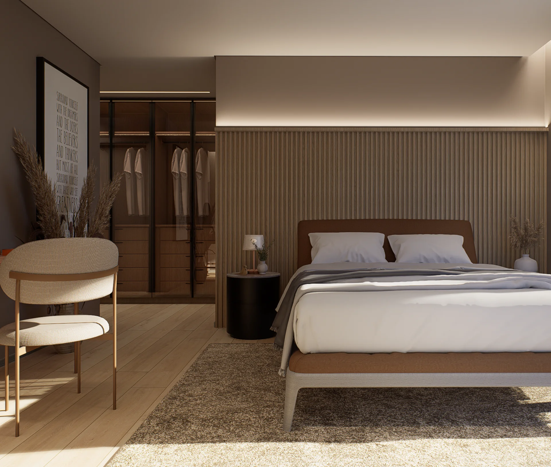 Camera da letto in bioedilizia di Villa Diamante.