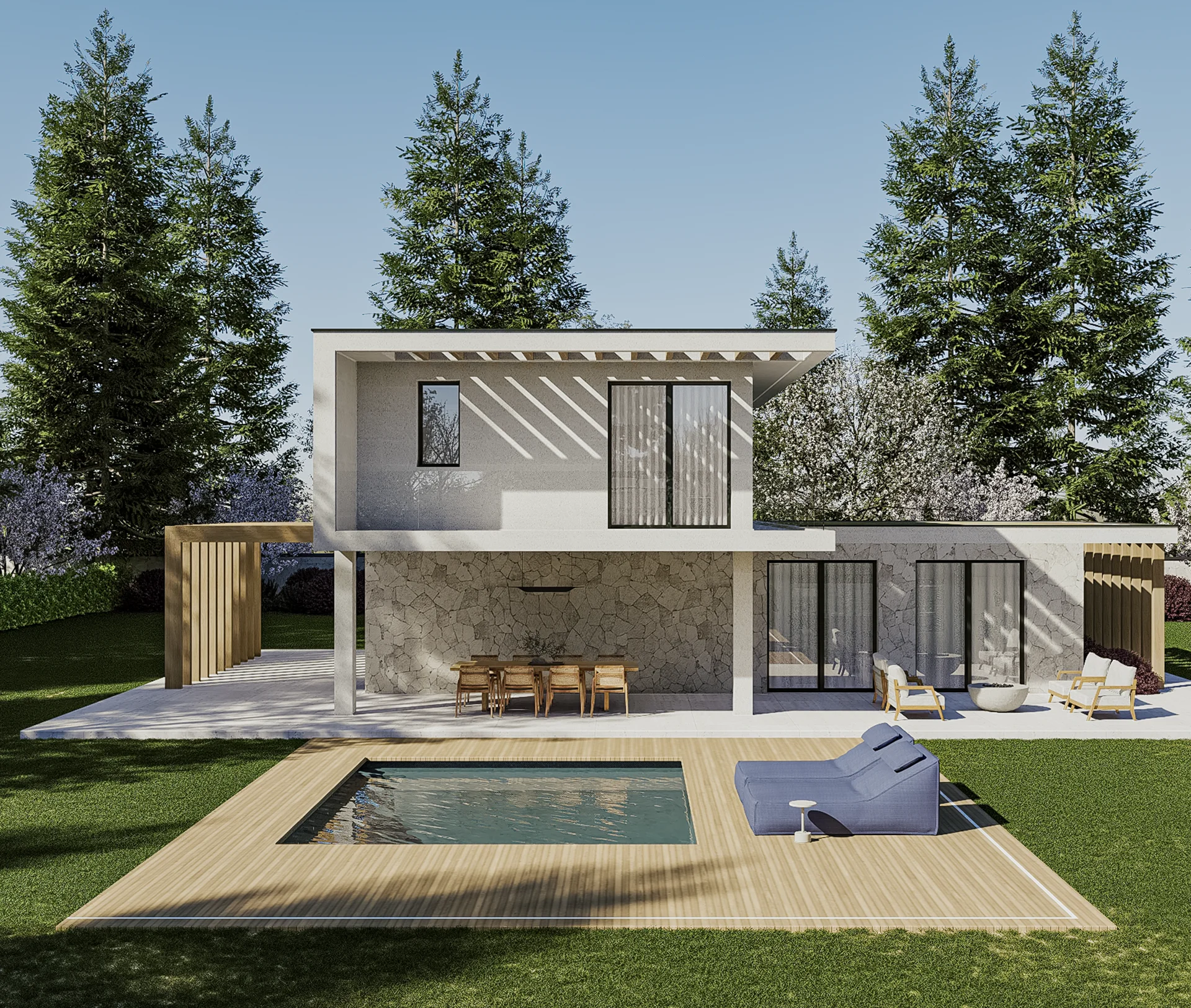 Vista frontale dell'esterno di Villa Diamante.